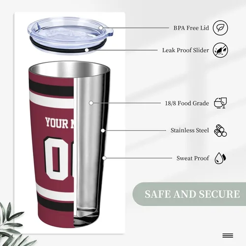 Vista 4 de Arizona - Vaso aislado personalizado con número de nombre, vasos de fútbol personalizados con pajita, taza de viaje personalizada para café, regalos