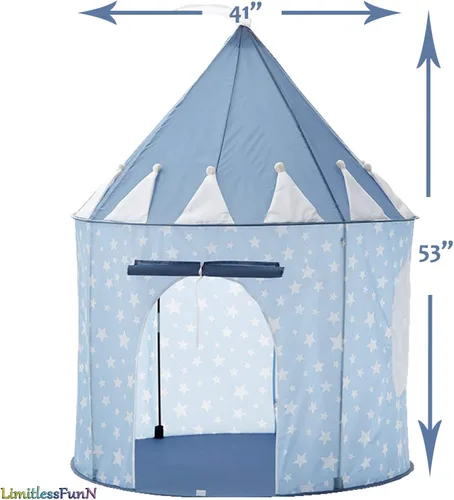 Vista 5 de Tienda de campaña y luces de castillo para niños, juguete de casa de juegos para niños, 41 x 53 pulgadas, azul