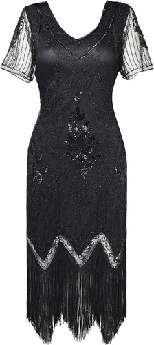 Vista 5 de BABEYOND Vestido de lentejuelas con flecos Art Deco de los años 20, vestido de fantasía flapper de los años 20