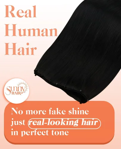 Vista 4 de Sunny Hair Trama doble negra del negro de las extensiones del pelo humano