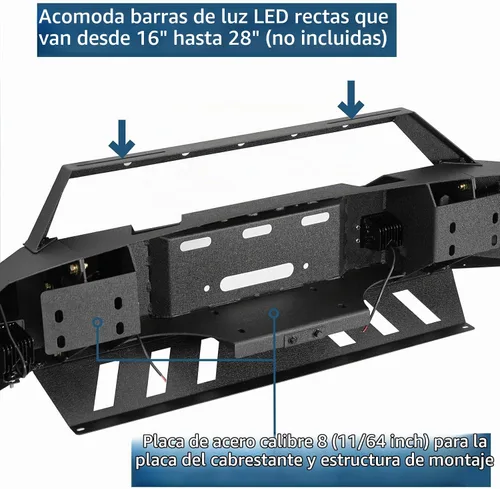 Vista 8 de u-Box Parachoques delantero para Dodge Ram 2500 3500 2010-2018, parachoques todoterreno resistente con placa de cabrestante, placa deslizante