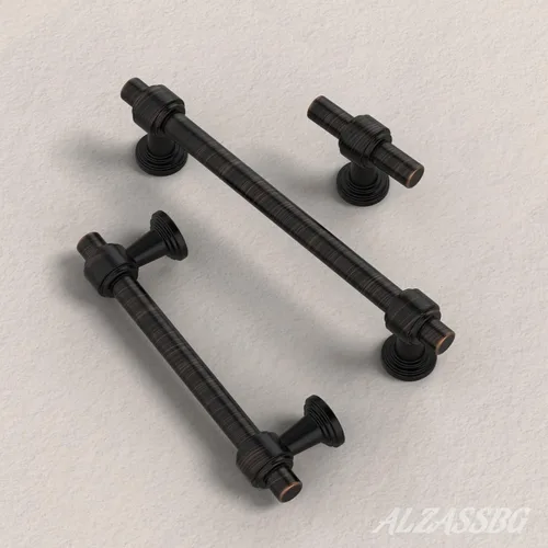 Vista 3 de Alzassbg - Perillas de gabinete de barra recta de bronce aceitado de 2 Oil Rubbed Bronze