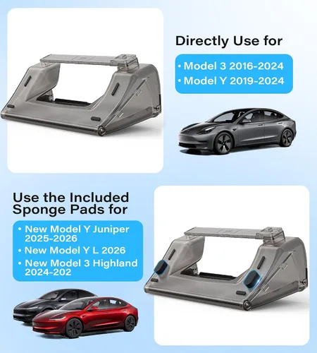 Vista 6 de para Tesla Model Y & 3 Debajo de almacenamiento de pantalla Almohadilla de silicona negra