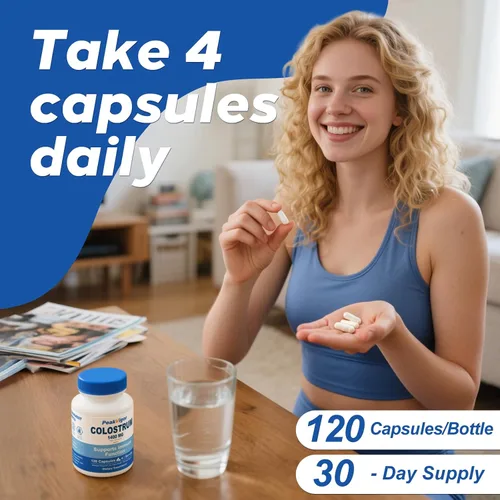 Vista 8 de Cápsulas de calostro bovino orgánico, suplemento de calostro de 1400 mg en polvo para apoyo inmunológico e intestinal, apoyo energético, salud