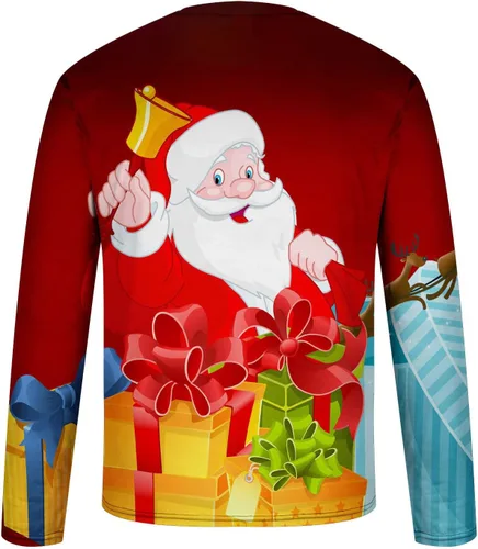 Vista 4 de Men's Christmas Print Pullover Distressed Santa Graphic Sweatshirt Lightweight Quick Dry Shirt Flowy Long Sleeve Top