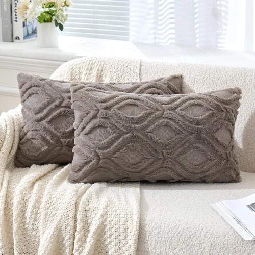 Vista 56 de MIULEE - Juego de 2 fundas de almohada de lana sintética suave y afelpada, fundas decorativas de estilo bohemio para sofá, sala de estar, cama, 16 x