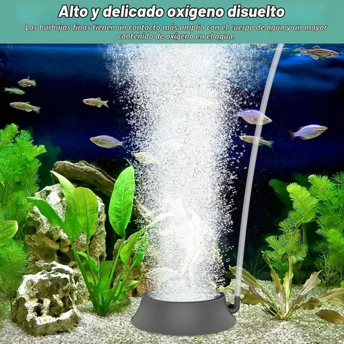 Vista 2 de hygger Piedra Difusora para Acuario, Burbujeador para Tanque de Peces con Base de Acero Inoxidable, Difusor de Oxígeno para Bombas de Aire Nano