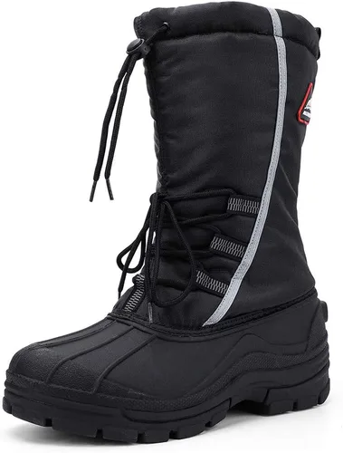 Vista 8 de ALEADER Botas impermeables y aisladas para nieve para hombre Botas de invierno con caparazón cálido y cómodo para exterior Negro/hebilla