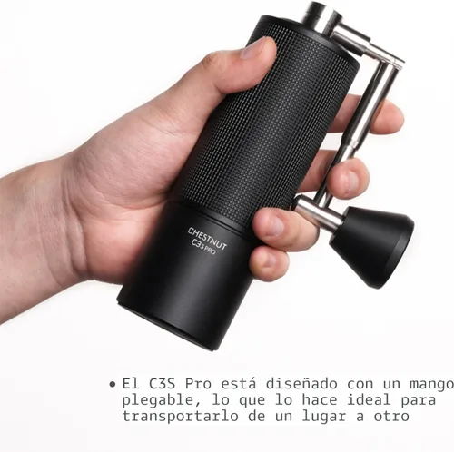Vista 5 de TIMEMORE Chestnut C3S Pro Molinillo de Café Manual, Molinillo de Café de Rebaba Cónica de Acero Inoxidable S2C, Molinillo de Café de Mano con Mango