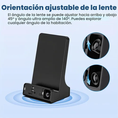 Vista 5 de Base de cargador de cámara oculta 2K con píxeles 5G de seguridad ajustable de 160° con lente gran angular de 160°, visión nocturna y detección