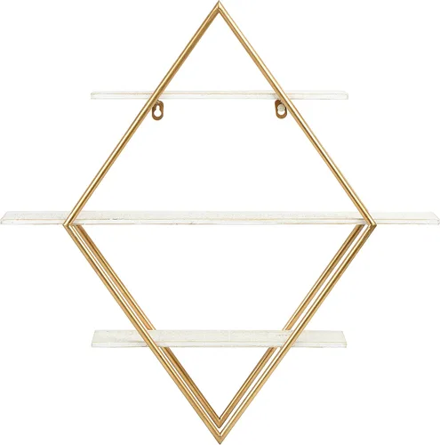 Vista 9 de Main + Mesa Estante de pared de madera y diamantes dorados