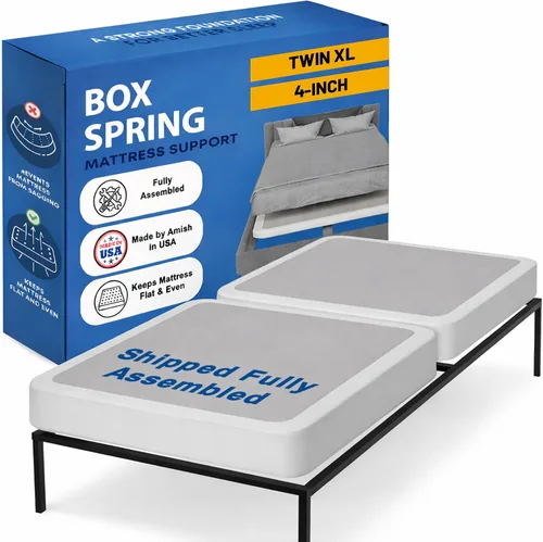 Vista 21 de Greaton, Box Spring Bed Base Twin Size, 1.5-Inch Wood Mattress Foundation - Amish Made in USA – Quiet Noise Free, 2-Pieces Under Mattress-Support