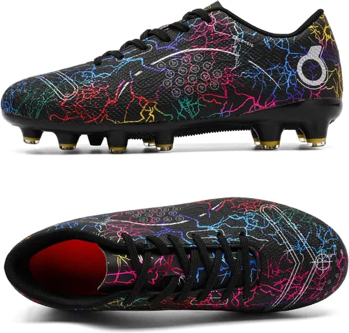 Vista 2 de Zapatos de fútbol para niños, zapatos de fútbol para suelo firme, tenis atléticos para niñas, para exteriores, césped y fútbol para niños pequeños