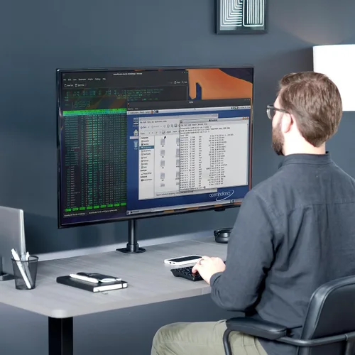 Vista 4 de VIVO Soporte de escritorio para TV y monitor de pantalla ultra ancha, altura ajustable y soporte de inclinación para pantallas de hasta 42 pulgadas