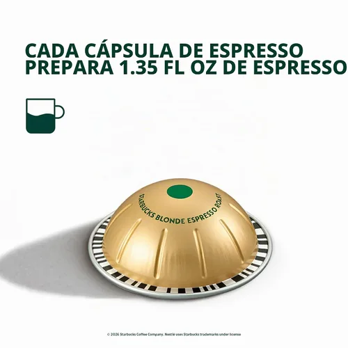 Vista 4 de Starbucks by Nespresso Cápsulas de café para máquinas Nespresso Vertuo - Rubia Espresso ASEADO - 50 CUENTA