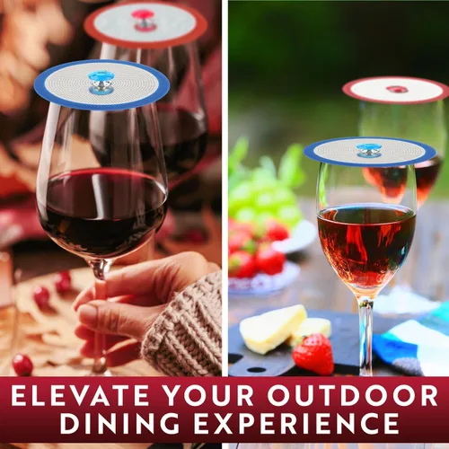 Vista 7 de Fundas de lujo para copas de vino de acero inoxidable, juego de 4 fundas para copas de bebidas al aire libre sin insectos para vino, café, té