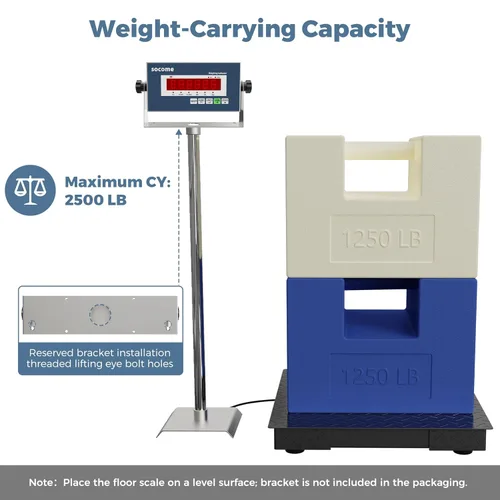 Vista 3 de Báscula industrial de piso de 24 x 24 pulgadas, báscula de palet de precisión con indicador digital, báscula de pesaje resistente para banco de piso