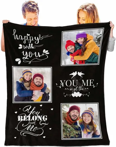 Vista 12 de D-Story Mantas personalizadas con fotos, regalos personalizados para parejas, regalos de aniversario y cumpleaños para esposa, marido, novia, novio