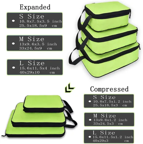 Vista 2 de Juego de cubos expansibles organizadores para viaje), YZA9004green