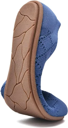 Vista 5 de poemlady Zapatos planos de ballet para mujer, zapatos de vestir de punto con punta redonda sin cordones, zapatos planos de bailarina para caminar