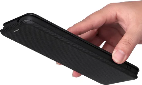 Vista 2 de Compatible con Motorola Moto E40, E30, E20 de fibra de carbono Flip Funda de protección completa Flip Case de fibra de carbono PU + TPU Hybrid Case