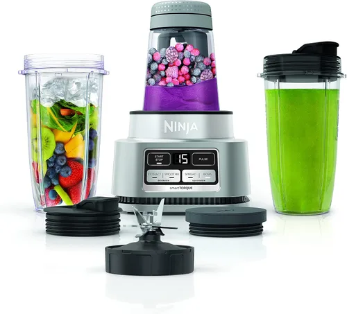 Vista 4 de Ninja Licuadora para cocina Sistema combo procesador de alimentos Fabricante de batidos y extractor de nutrientes 6 funciones para tazones