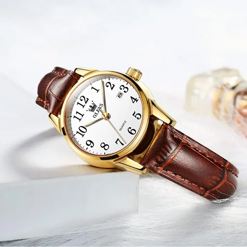 Vista 7 de OLEVS Relojes para mujer, de cuero marrón, fácil de leer, de cuarzo, analógicos, de cara pequeña, para mujer, impermeable, casual, simple