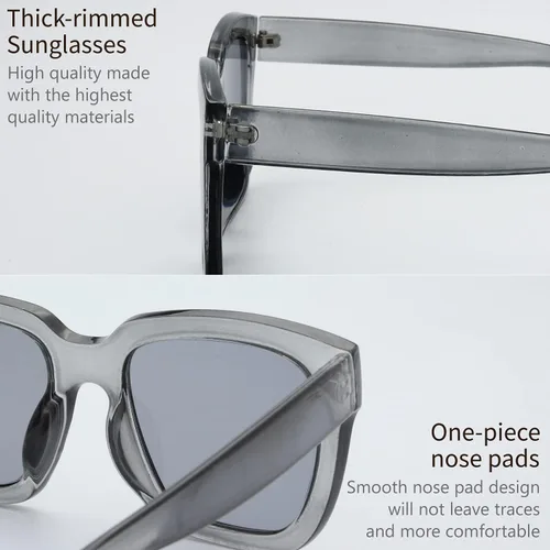 Vista 4 de The Fresh Flat Lens Retro Gafas de sol cuadradas de gran tamaño para mujer