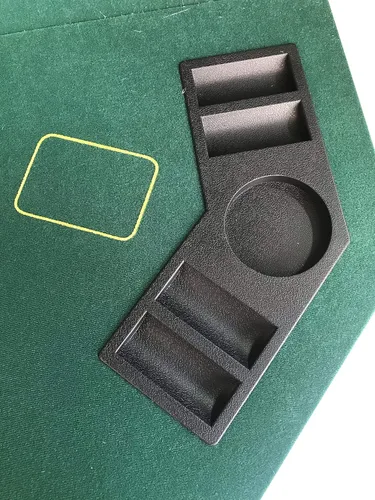 Vista 2 de HAN'S DELTA 48" Octágono plegable mesa de póquer, 8 jugadores Casino Texas Hold'em Poker Layout con estuche de transporte