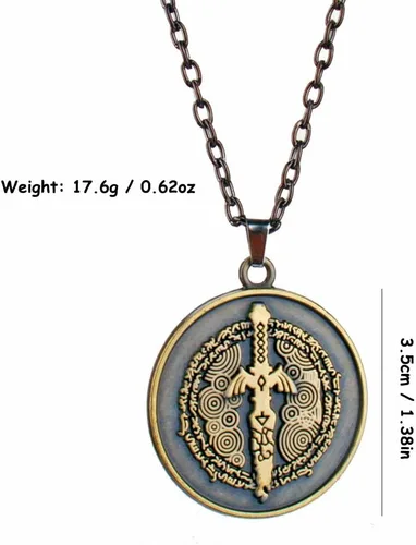 Vista 2 de The Legend of Zelda - Collar con colgante de espada maestra para cosplay, collar con etiqueta de ojo de Sheikah, regalo para hombres fanáticos