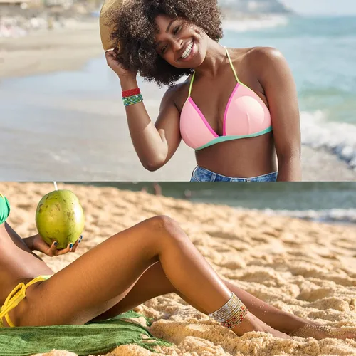Vista 17 de 4 cuentas de cintura africana hechas a mano de 50 pulgadas para mujer, no elásticas (corbata)