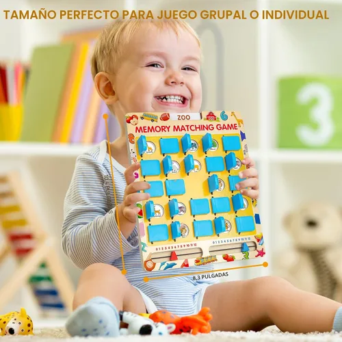 Vista 3 de Juego de Memoria de Emparejamiento para Niños de 3 4 5 6 7 8 Años, Juguete de Viaje para Niños y Niñas, Juego de Mesa de Madera, Esenciales de Viaje