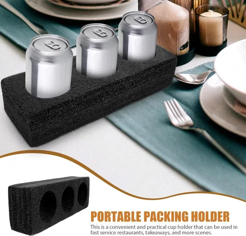 Vista 4 de ULTECHNOVO Soporte para bebidas para llevar, bandeja portavasos, bandeja para llevar con 3 agujeros, soporte para bebidas frías y calientes, soporte
