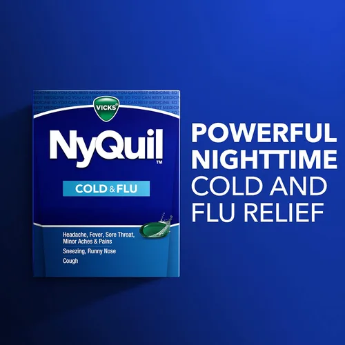 Vista 3 de Vicks NyQuil - Medicina líquida para aliviar el resfriado y la gripe, potente alivio nocturno multisíntoma para dolor de cabeza, fiebre, dolor