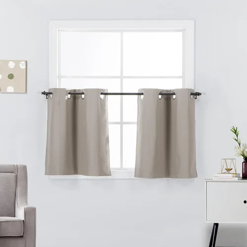 Vista 11 de Diamond Home Linens 2 paneles de cortinas opacas cortas con aislamiento térmico de 24 pulgadas de largo para oscurecer la habitación de la cocina