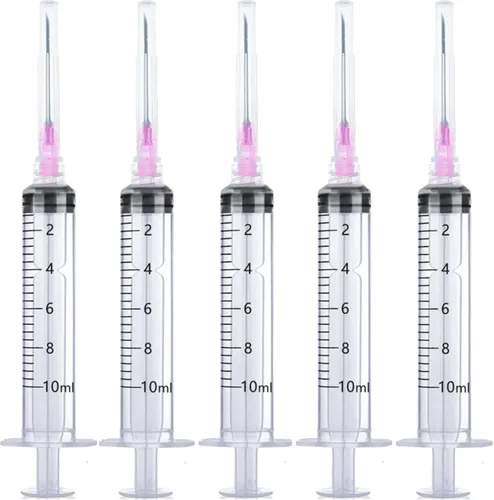 Vista 7 de Paquete de 100 jeringas de plástico de 10 ml con aguja desechable de 18Ga, envueltas individualmente