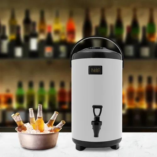 Vista 2 de Dispensador de bebidas calientes, dispensador de bebidas con aislamiento de acero inoxidable de 12 L, dispensador de bebidas frías y calientes