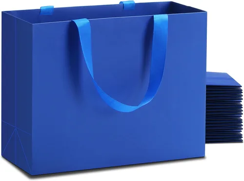 Vista 17 de Bolsas de regalo negras con asas, 10 bolsas de papel kraft de 5.25 x 3.75 x 8 pulgadas para bodas, fiestas, negocios, venta al por menor Negro