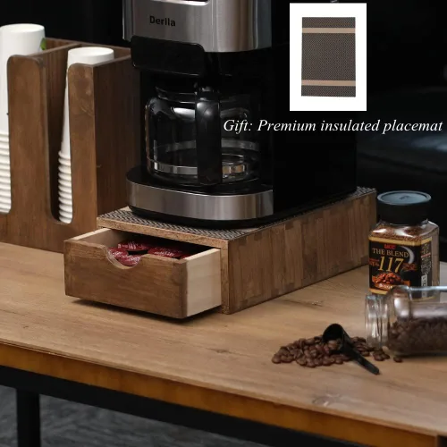 Vista 4 de DDYURI Soportes para cápsulas de café de 1 capa y 1 cajón, marrón oscuro (CF1D1C-DK)