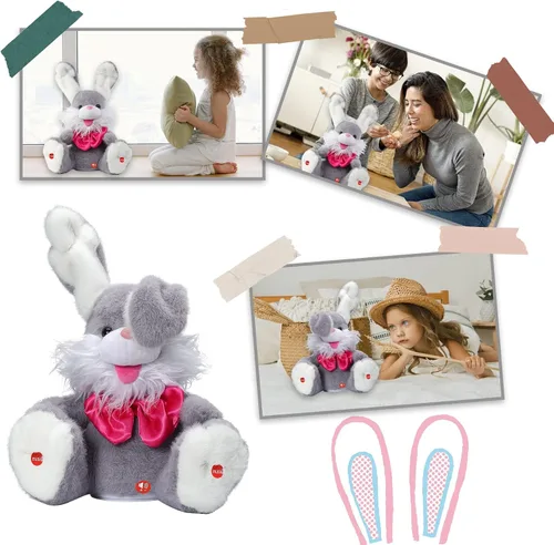 Vista 7 de MIAODAM Peek-A-Boo - Juguete de Conejo para Niños Pequeños de 1-3 Años, Animal de Peluche Parlante que Repite tus Palabras, Canta Canciones