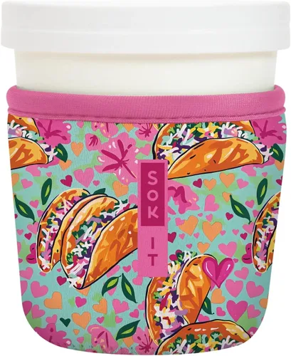 Vista 48 de Sok It IceCreamSok - Funda de neopreno aislada (flores abstractas, pintas de helado cónicas)