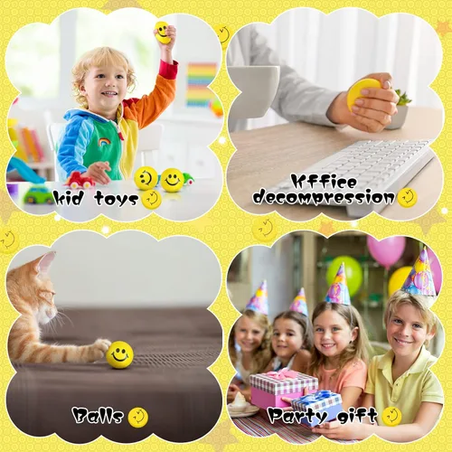Vista 6 de Vinsot 100 bolas de estrés de cara sonriente a granel de 2 pulgadas, mini juguetes de espuma para el regreso a clases, recompensas para el aula