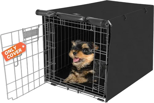 Vista 12 de X-ZONE PET - Funda impermeable para jaula de perro, 24 pulgadas, color negro con ventana