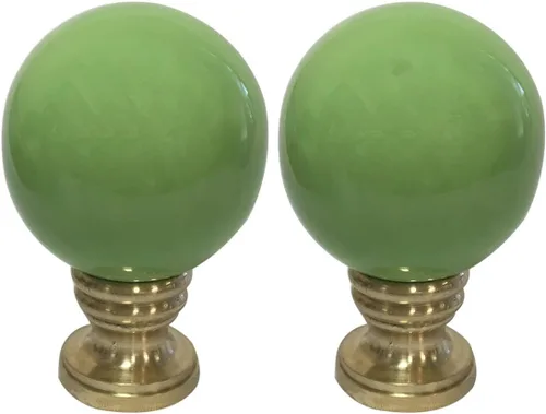 Vista 10 de Royal Designs Esfera de cerámica de 1.75 pulgadas para pantalla de lámpara, blanco, base de latón pulido