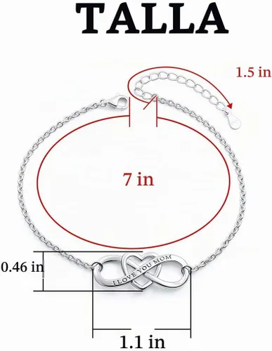 Vista 6 de DAOCHONG Pulsera y anillo de plata de ley S925 con diseño de corazón infinito y anillo para mamá, mamá, mamá, joyería de cumpleaños