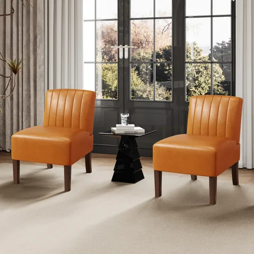 Vista 20 de VIRRMO Sillas de Acento sin Brazos para Sala de Estar, Silla Slipper Moderna Sillas de Sala de Estar con Patas de Madera Sólida, Silla de Tocador