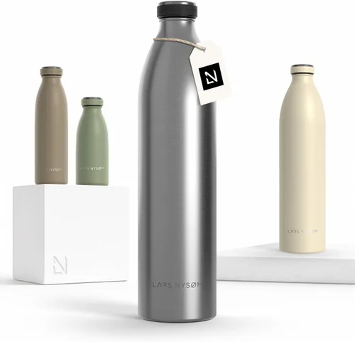 Vista 14 de LARS NYSØM Botella de agua aislada de acero inoxidable de 12 onzas, 17 onzas, 25 onzas, 34 onzas, 51 onzas, frasco térmico aislado para bebidas