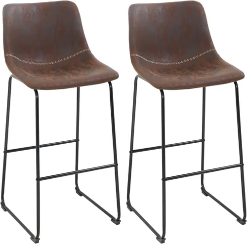 Vista 8 de PayLessHere Juego de 2 sillas de comedor, sillas de cocina, sillas de sala de estar, taburetes de mostrador con respaldo, isla de cuero (18 pulgadas)