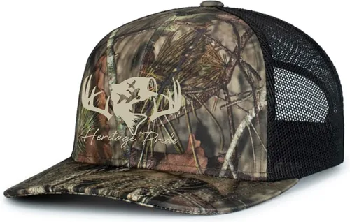 Vista 10 de Heritage Pride Sombrero de camionero de malla bordada para hombre de caza de pato de pesca de ciervos