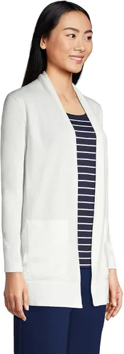 Vista 3 de Lands' End Cárdigan largo abierto de algodón para mujer